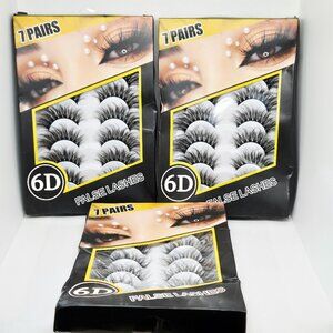NEW 3 BOXES 6D FAUX MINK FALSE EYELASHES 7 PAIRS (21TOTAL) VELEASHA CAT EYE 804